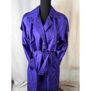 Kent Street Vintage Purple‎ Raincoat Trench Coat Belted Size 7/8 Overcoat 80s
